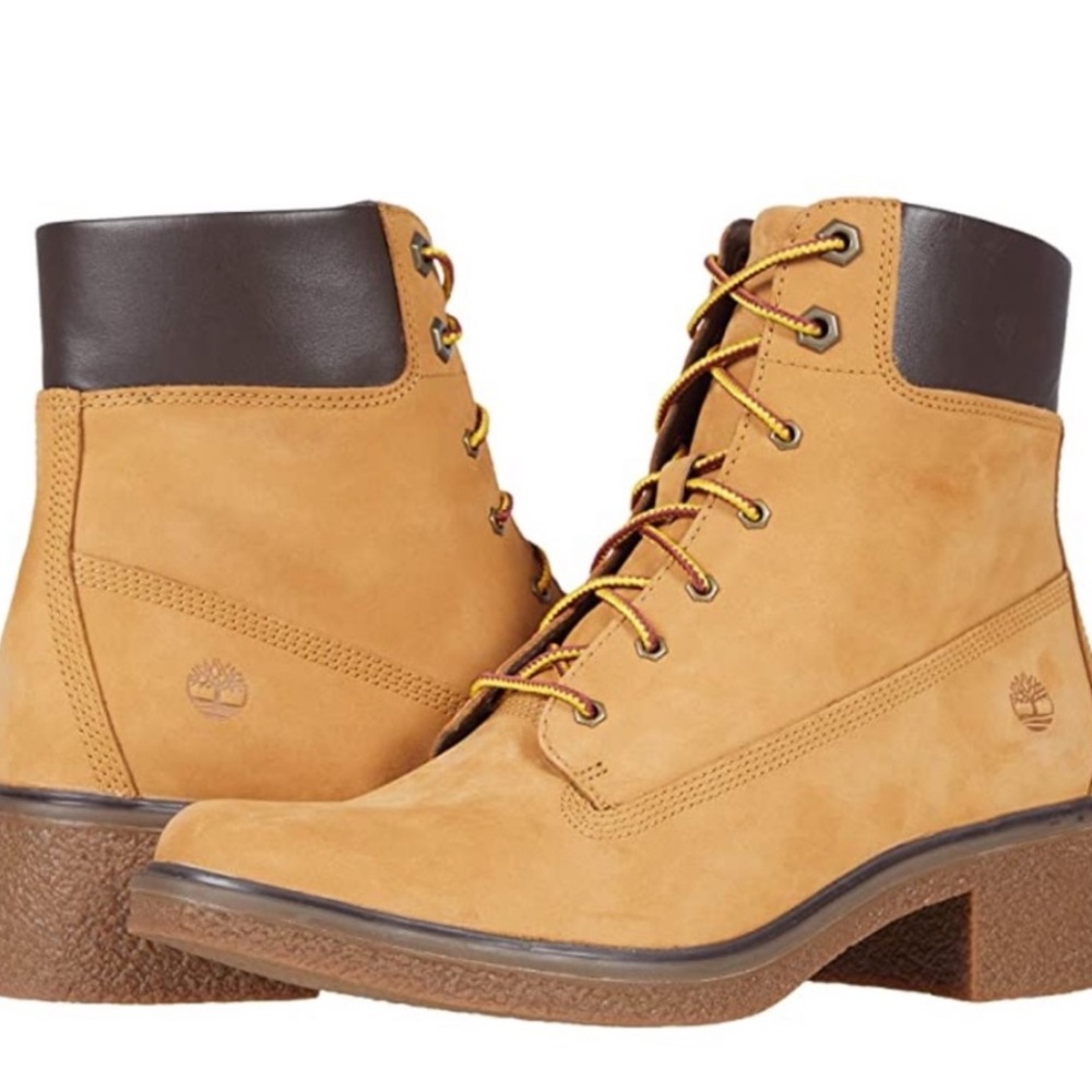 Timberland Womens Size 9.5 Brinda Wheat Nubuck Lace Up Heel Boots Shoes